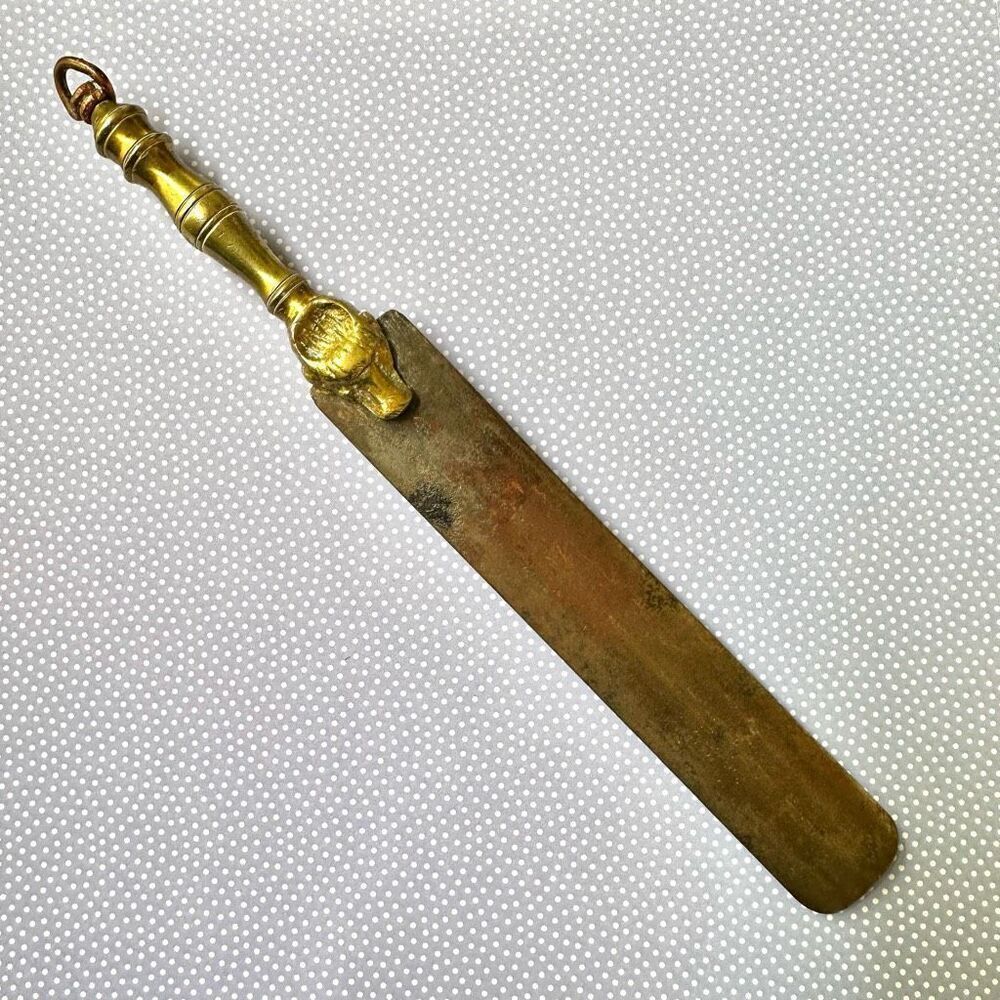 Antique primitive brass dough scraper tool